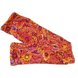 1257 LuLaRoe Leggings Size OS Orange Pink Paisley Abstract Print New